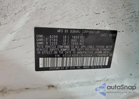 2018 Subaru Impreza Premium from USA, damaged, VIN 4S3GKAB68J3600944